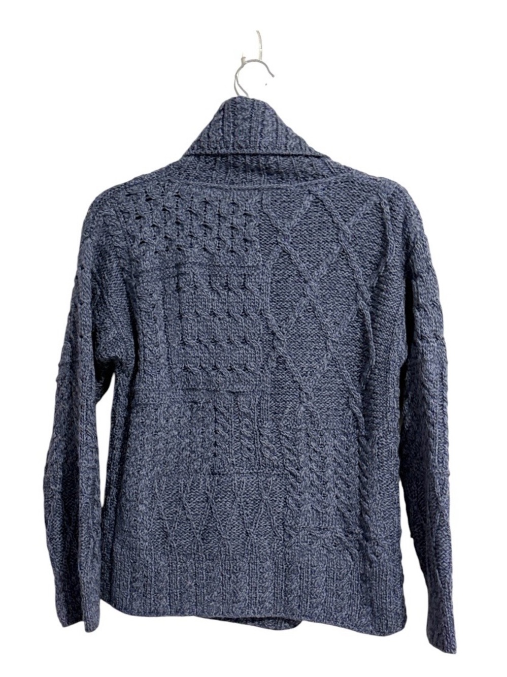 Shannon Woolen Mills Ireland Merino Wool Aran Knit Asymmetrical Cardigan Small - Picture 3 of 5